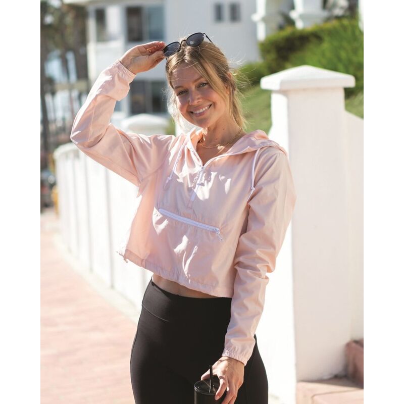 Women's Lightweight Quarter-Zip Pullover Crop Windbreaker Thumbnail