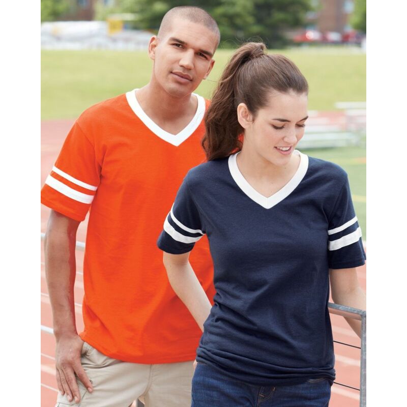 Augusta Sportswear V-Neck Jersey with Striped Sleeves 360 V-Neck Jersey with Striped Sleeves Thumbnail